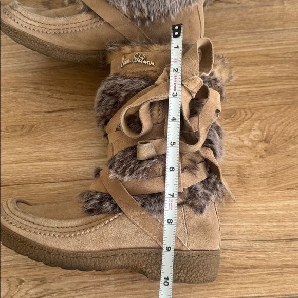 Sam Edelman Meiko Suede Leather and faux-fur Lined Boots Pull-On Moccasin Size 8 - Picture 7 of 14